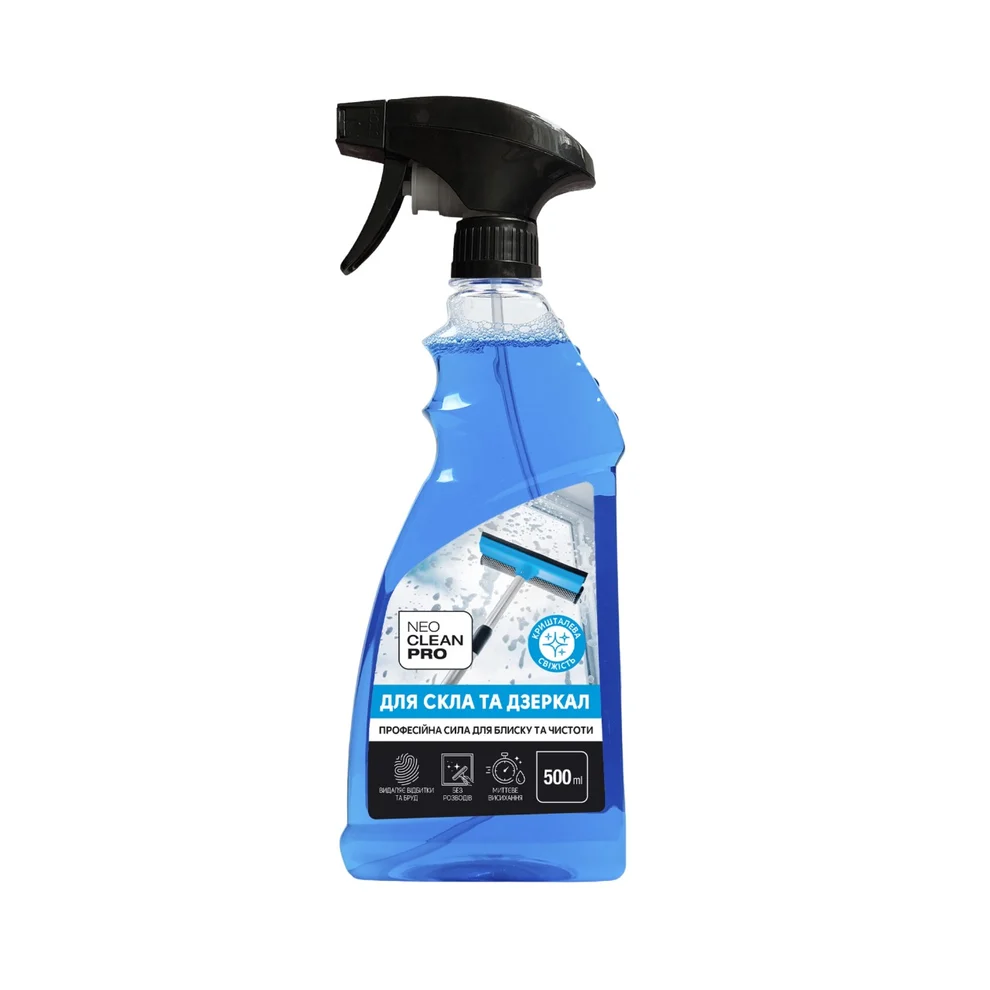 NeoCleanPro Засіб для миття скла та дзеркальних поверхонь "Кришталева свіжість", розпилювач, 500 мл